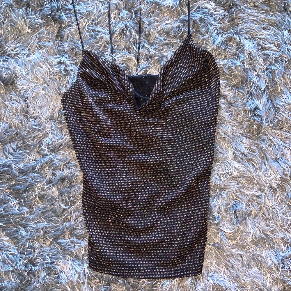 Glittery gold and black party top